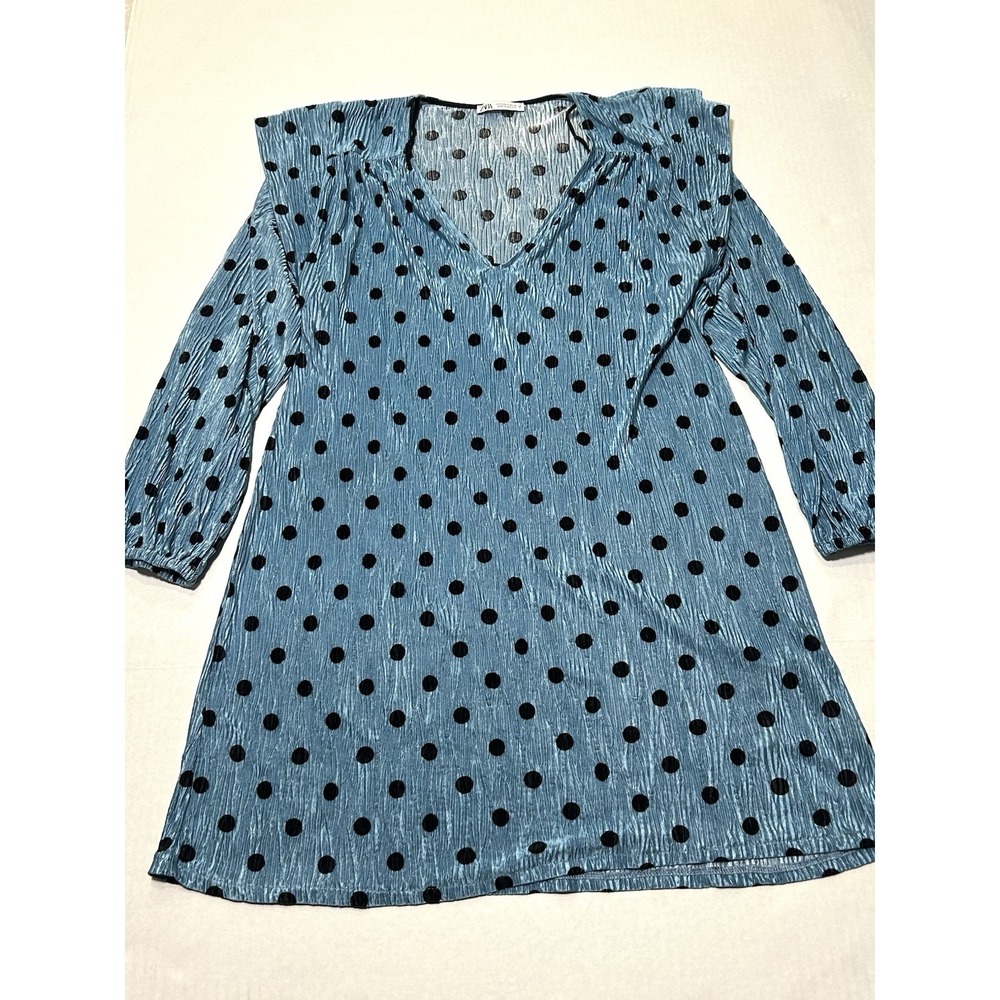 Zara Women's Blue Polka Dot Dress Size Small.